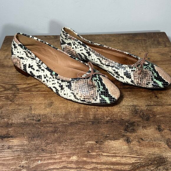 MADEWELL The Adelle Ballet Flat Snakeskin Embossed loafers womans 9.5 - Picture 6 of 10